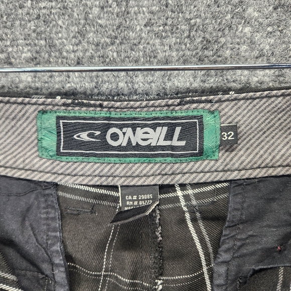 O'neill Sterling Shorts Mens Size 32 Black Gray Plaid Casual Chino Beach Surf - Picture 3 of 12